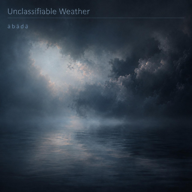 Unclassifiable Weather album cover: a dark storm cloud breaking over still water.